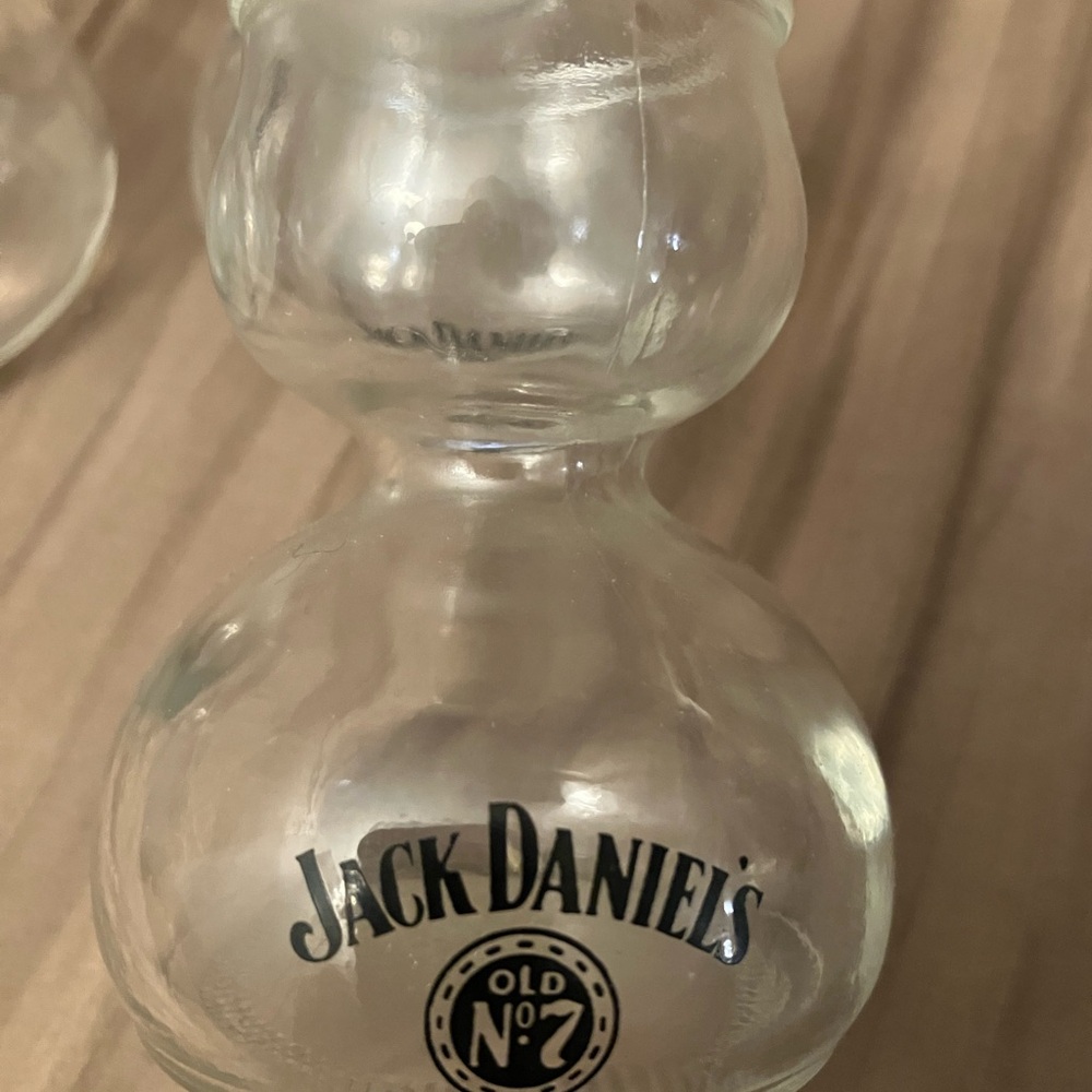 Jack Daniel's Whisky Double Bubble Shot & Chaser All In One Shot Glass Lot of 3